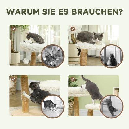PawHut scratching post 61.5 cm tall cat scratching post with Playball, beds, scratch trunk