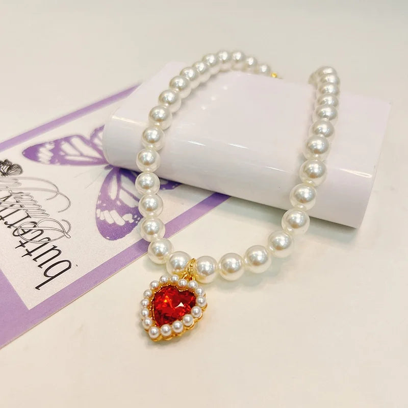Princess Style Pet Pearl Collar for Dogs Cats - Cute Jewelry Accessory for Puppy Kitten Chihuahua Perfect Wedding Gift
