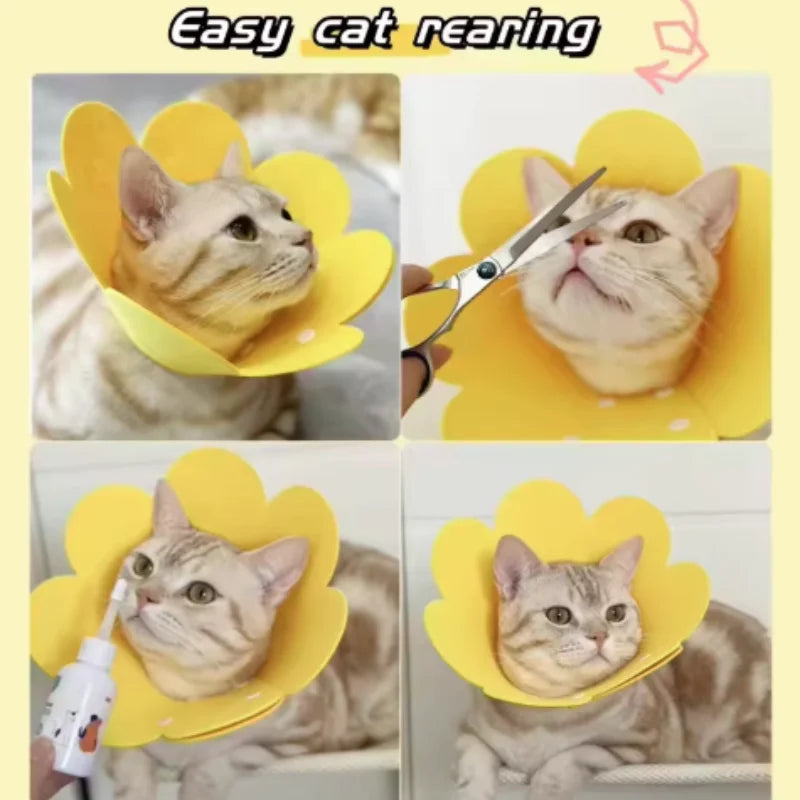 Adjustable Flower Shape Cat Recovery Collar for Wound Healing Protective Cone Ideal for Cats Small Dogs Puppy Recovery Aid