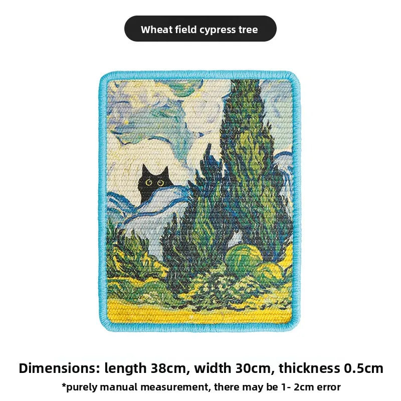 Durable Wall-Mounted Cats Scratching Post Stitched Edges Soft Fabric for Indoor Clawing Play Space-Saving Design for Cat