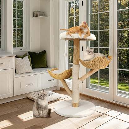 ARBRE À CHAT EN BOIS FLOTTÉ<br> "Le magnifique"