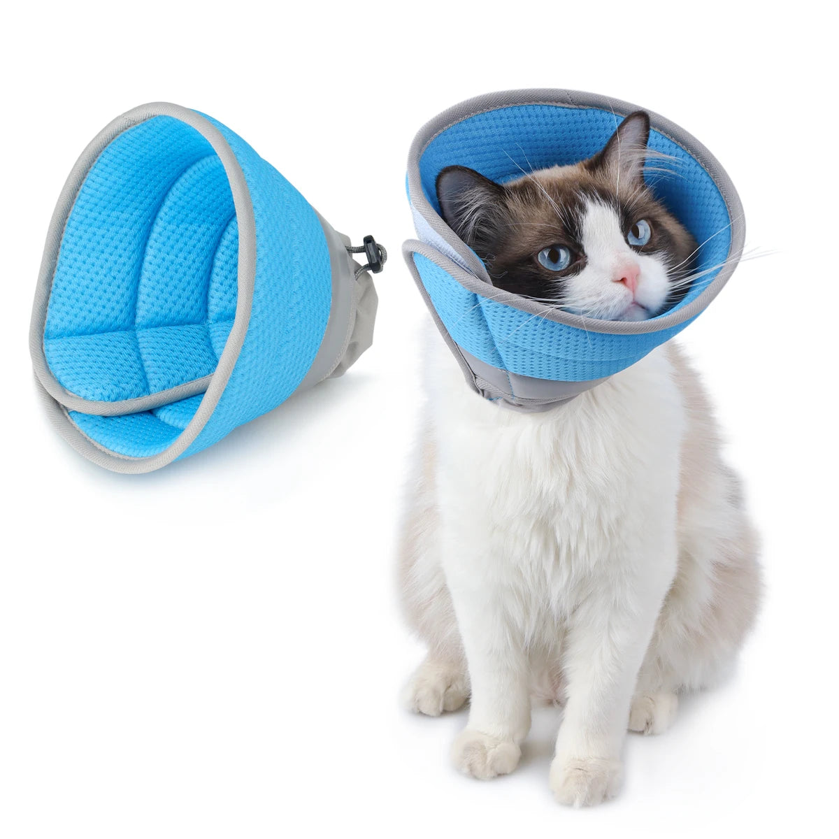 A plain pet protective cover, adjustable cartoon pet cone collar, anti-bite, anti-licking, wound anti-scratch, pet grooming head