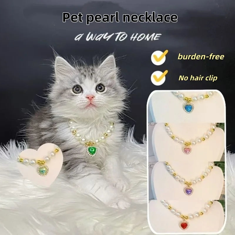 Princess Style Pet Pearl Collar for Dogs Cats - Cute Jewelry Accessory for Puppy Kitten Chihuahua Perfect Wedding Gift