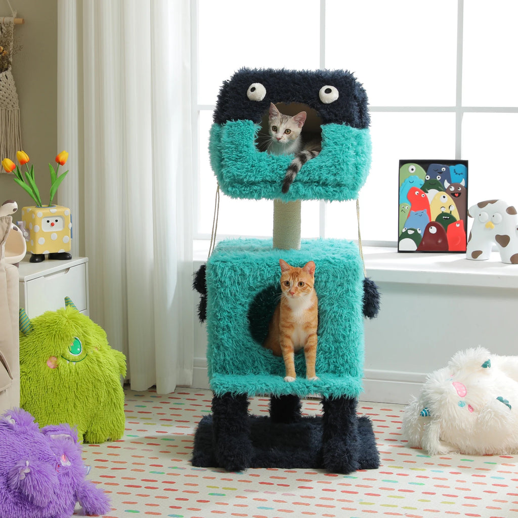 ARBRE À CHAT DESIGN <br> "La créature turquoise"