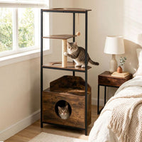 Arbre à chat en bois avec espace panier