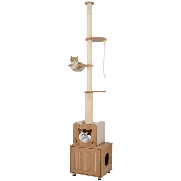ARBRE A CHAT AJUSTABLE AVEC BAC A LITIERE
