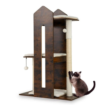 ARBRE À CHAT EN BOIS <br> "La rampe"