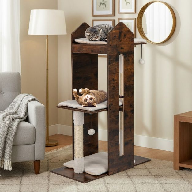 ARBRE À CHAT EN BOIS <br> "La rampe"