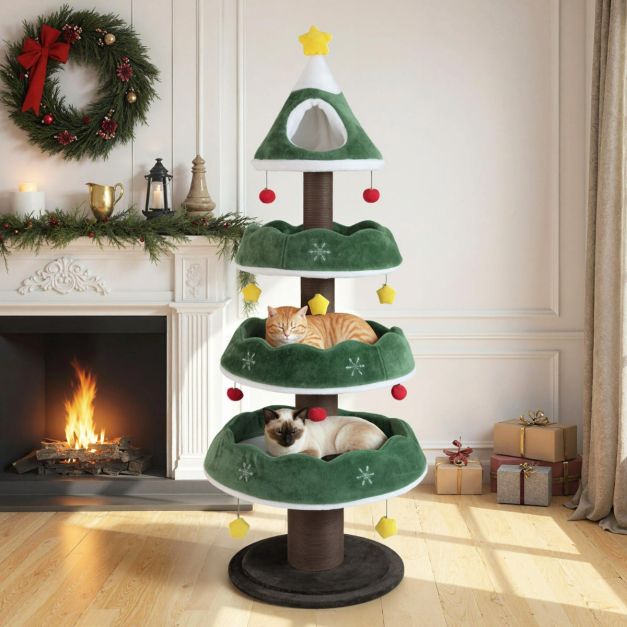 ARBRE A CHAT EN FORME DE SAPIN DE NOËL