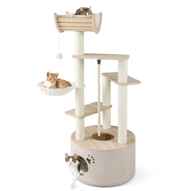 ARBRE À CHAT EN BOIS <br> "Le circulaire"