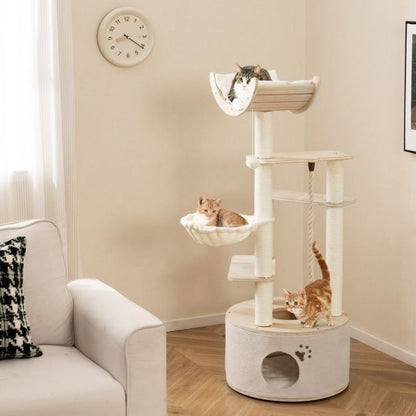 ARBRE À CHAT EN BOIS <br> "Le circulaire"
