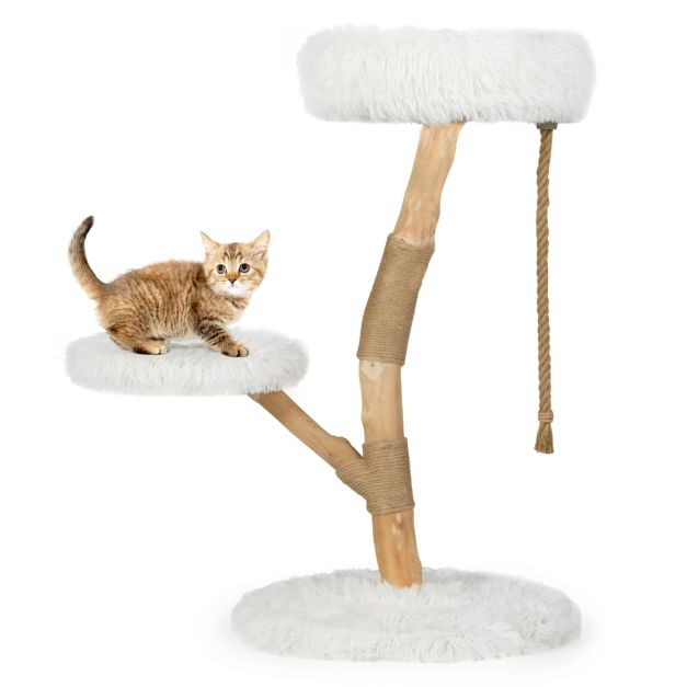 ARBRE A CHAT EN BOIS FLOTTÉ SUR 3 NIVEAUX