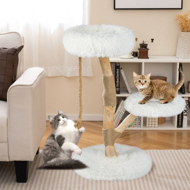 ARBRE A CHAT EN BOIS FLOTTÉ SUR 3 NIVEAUX