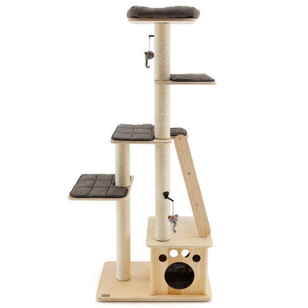 ARBRE À CHAT EN BOIS CLAIR <br> "Le suprême"