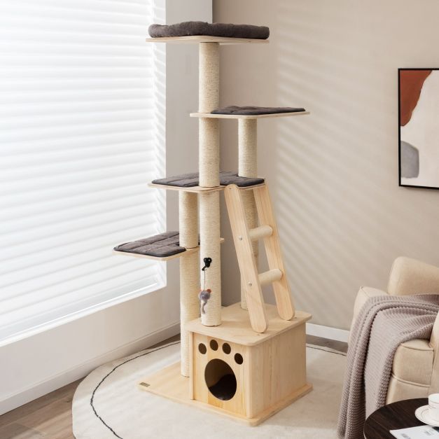 ARBRE À CHAT EN BOIS CLAIR <br> "Le suprême"