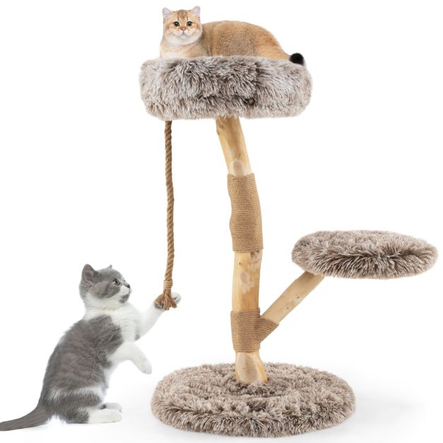 ARBRE A CHAT EN BOIS FLOTTÉ SUR 3 NIVEAUX