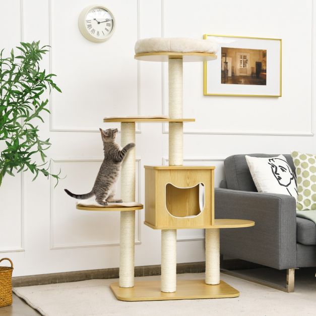 ARBRE À CHAT EN BOIS FLOTTÉ<br> "Le royaume des chats"