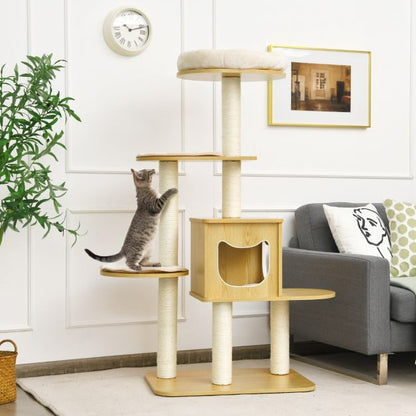 ARBRE À CHAT EN BOIS FLOTTÉ<br> "Le royaume des chats"
