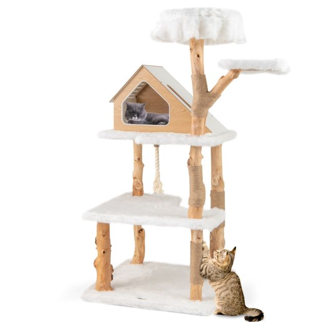 ARBRE À CHAT EN BOIS FLOTTÉ<br> "Le royaume des chats"