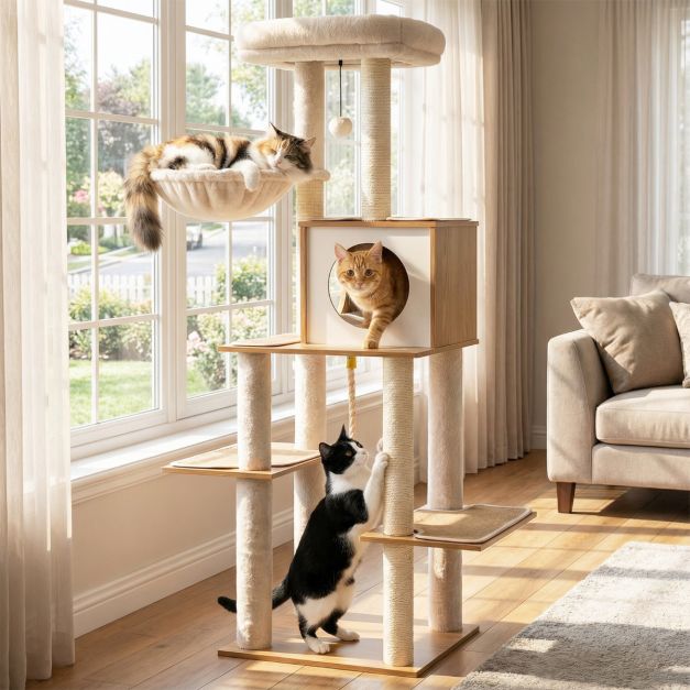 ARBRE A CHAT EN BOIS CLASSIQUE