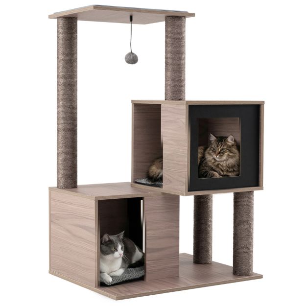 ARBRE A CHAT EN BOIS CONTEMPORAIN