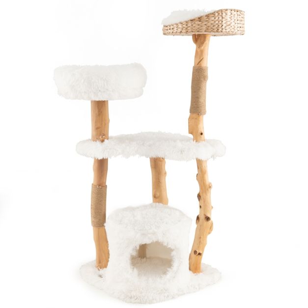 ARBRE À CHAT EN BOIS FLOTTÉ <br> "Le mystérieux"