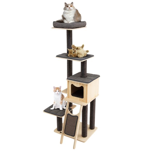 ARBRE À CHAT EN BOIS <br> "La double hélice"