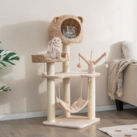 ARBRE A CHAT DESIGN AVEC PANIER ET HAMAC