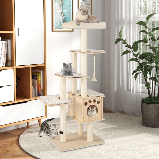 ARBRE À CHAT EN BOIS <br> "Le saut du chat"