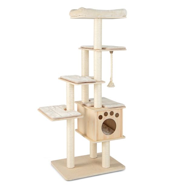 ARBRE À CHAT EN BOIS <br> "Le saut du chat"