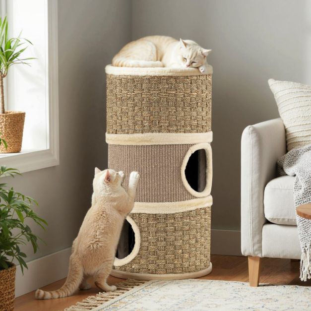 PANIER CHAT EN SISAL NATUREL 3 ETAGES