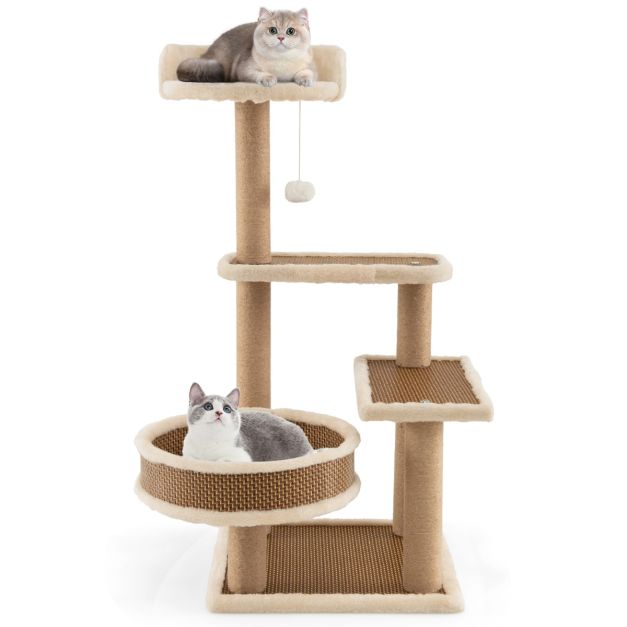 ARBRE A CHAT DESIGN PLATEFORME EN ROTIN