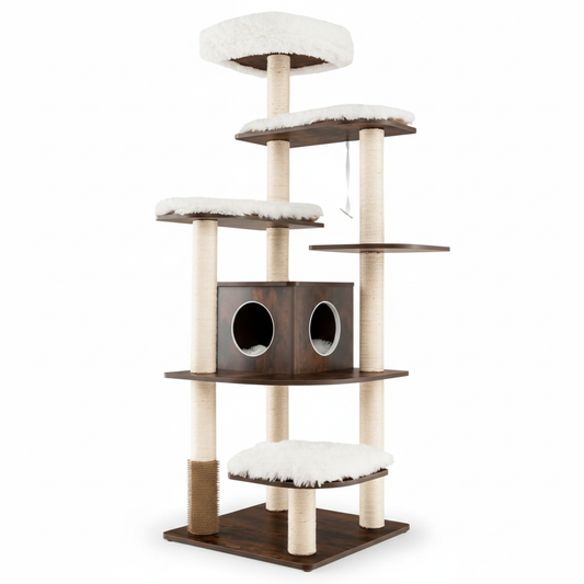 ARBRE À CHAT EN BOIS <br> "Le raffiné"