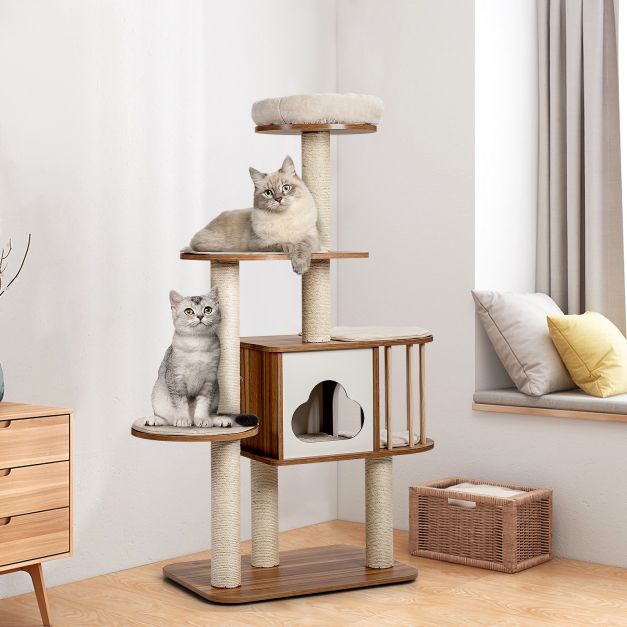 ARBRE A CHAT EN BOIS PANIER
