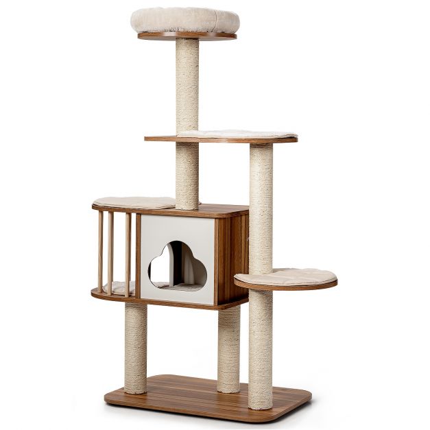 ARBRE A CHAT EN BOIS PANIER