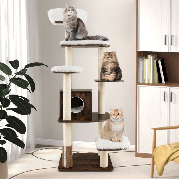 ARBRE À CHAT EN BOIS <br> "Le raffiné"