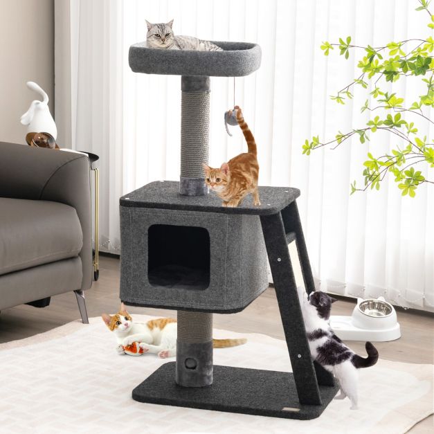 ARBRE A CHAT DESIGN NOIR AVEC GRIFFOIR INTÉGRÉ