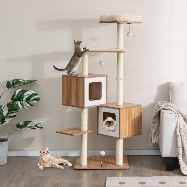 ARBRE À CHAT EN BOIS <br> "La double hélice"