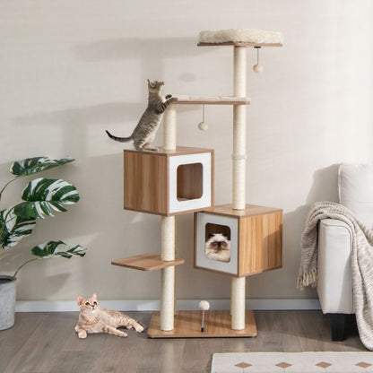 ARBRE À CHAT EN BOIS <br> "La double hélice"