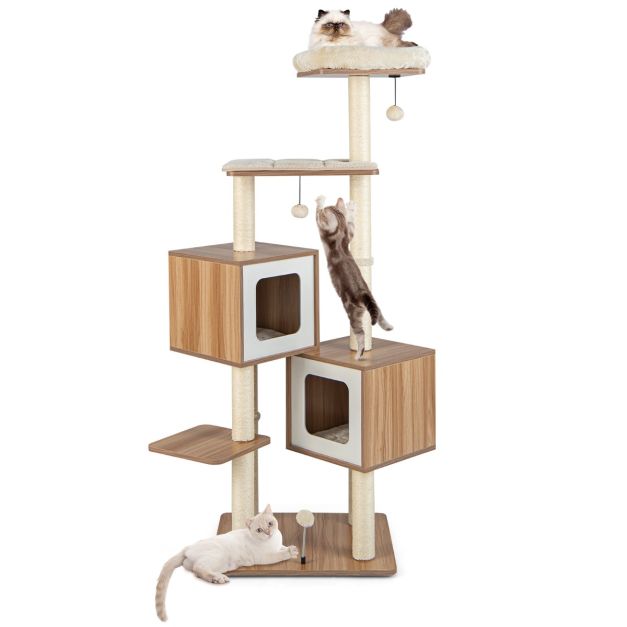 ARBRE À CHAT EN BOIS <br> "La double hélice"