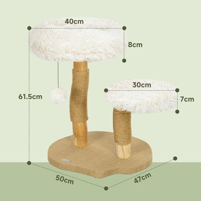 PawHut scratching post 61.5 cm tall cat scratching post with Playball, beds, scratch trunk