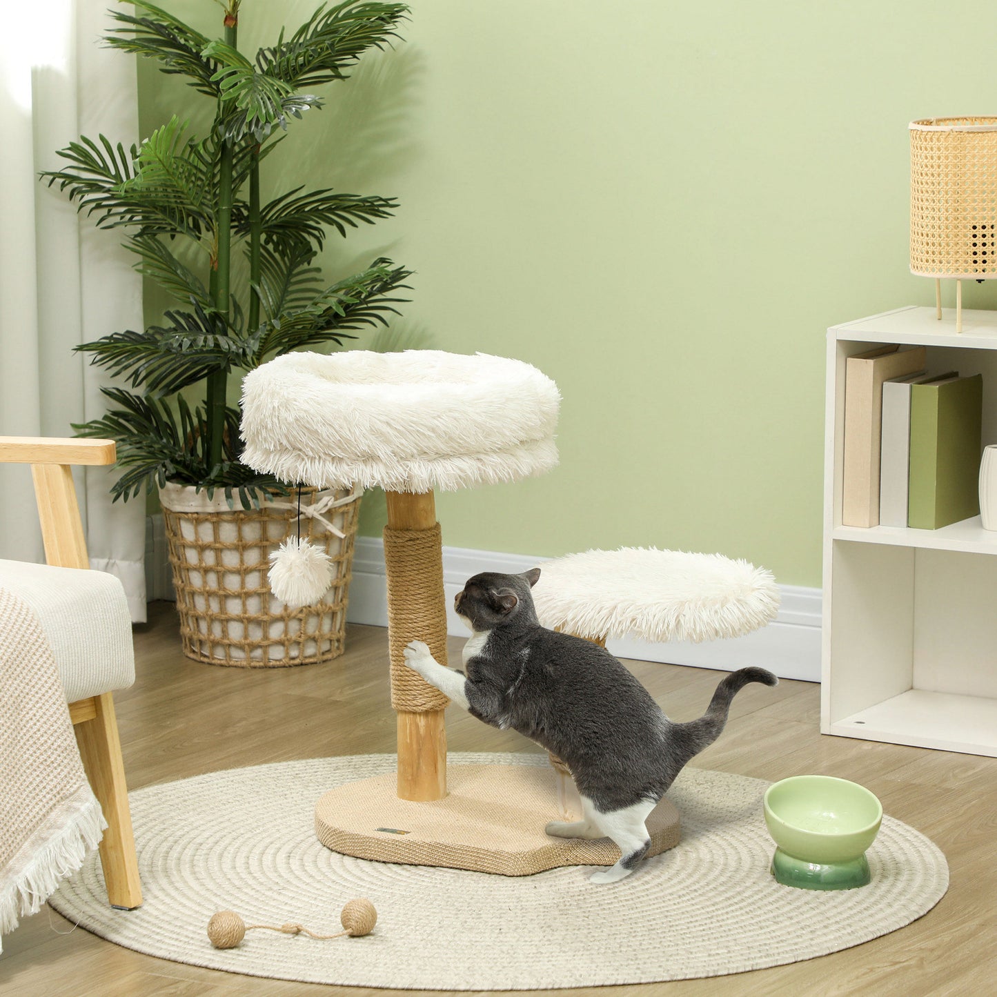PawHut scratching post 61.5 cm tall cat scratching post with Playball, beds, scratch trunk